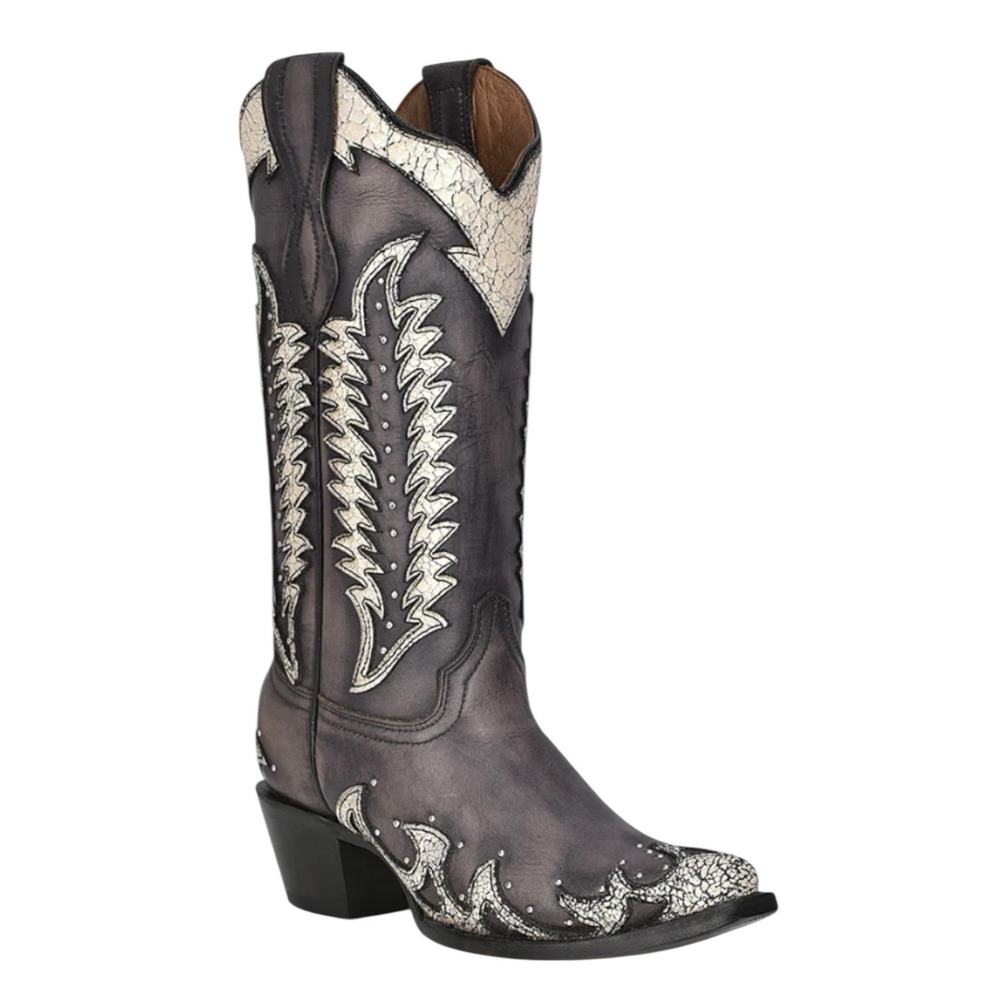 Circle G Embroidered Woman's Western ‎ Boot Snip Toe Chocolate/Bone US Sz 7.5